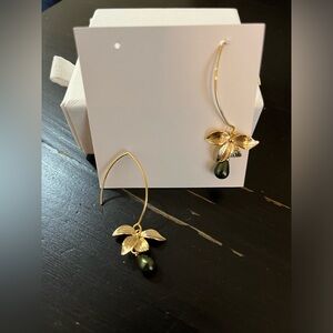 Jade pearl and petal drop earrings